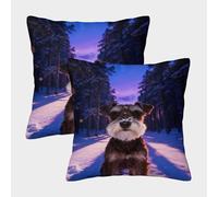 WXLWHR Schnauzer Cushion Cover Set of 2, Premium Polyester Throw Pillow Cover with Hidden Zipper, Premium Square Pillow Cases, for Livingroom Couch Sofa 45x45cm