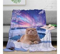 WXLWHR Scottish Fold Cat Fleece Throw Blanket for Couch Sofa Bed All Season Frozen Lake Print Blanket Fluffy Soft Cozy Flannel Gifts for Her Or Him 60x80inch(150x200cm)