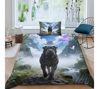 WXLWHR SharPei Dog Duvet Cover Set 3D Dog Bamboo Forest Peaks Print Bedding Set Soft Microfiber Comforter Cover with Zipper & Pillow Cases For Teenage Boys Single（135x200cm）