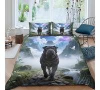 WXLWHR SharPei Dog Duvet Cover Set 3D Dog Bamboo Forest Peaks Print Bedding Set Soft Microfiber Duvet Cover with Zipper & Pillow Cases for Kids Teens Adults Double（200x200cm）