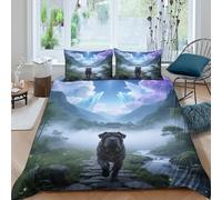 WXLWHR SharPei Dog Duvet Cover Set 3D Dog Bamboo Forest Print Bedding Set Soft Microfiber Comforter Cover with Zipper & Pillowcase for Kids Adults Double(200x200cm)