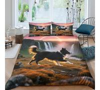 WXLWHR Shetland Sheepdog Duvet Cover Set 3D Dog Canyon Print Bedding Set Soft Microfiber Duvet Cover with Zipper & Pillow Cases for Kids Teens Adults Double（200x200cm）