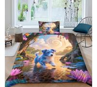 WXLWHR Shetland Sheepdog Duvet Cover Set 3D Dog Puppy Riverside Print Bedding Set Soft Microfiber Comforter Cover with Hidden Zipper & Pillowcase For Teenage Boys Single（135x200cm）