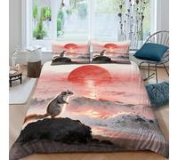 WXLWHR Siberian Flying Squirrel Duvet Cover Set 3D Sunset Glow Coast Print Bedding Set Soft Polyester Quilt Cover with Hidden Zipper & Pillowcase for Teens And Adults King（220x240cm）