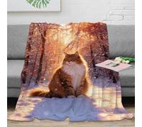 WXLWHR Siberian Forest Cat Fleece Throw Blanket for Couch Sofa Bed All Season Snow-Covered Woods Print Blanket Fluffy Soft Cozy Flannel for Girls Kids Adults 50x60inch(127x152cm)
