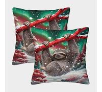 WXLWHR Sloth Cushion Cover Set of 2, Premium Polyester Throw Pillow Cover with Hidden Zipper, Premium Decorative Pillow Cases, for Livingroom Couch Bed Sofa 40x40cm