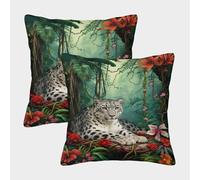 WXLWHR Snow Leopard Cushion Cover Set of 2, Premium Polyester Throw Pillow Cover with Hidden Zipper, Premium Decorative Throw Pillow Cases, for Sofa Bed Indoor Outdoor 45x45cm