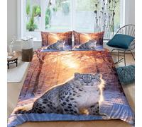 WXLWHR Snow Leopard Duvet Cover Set 3D Snow-Covered Woods Pattern Bedding Set Soft Polyester Comforter Cover with Hidden Zipper & Pillowcase For Teenage Boys King（220x240cm）