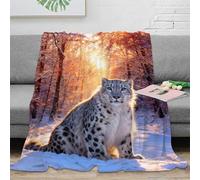 WXLWHR Snow Leopard Fleece Throw Blanket for Couch Sofa Bed All Season Snow-Covered Woods Print Blanket Fluffy Soft Cozy Flannel Creative Gift for Women Girls Birthday 60x80inch(150x200cm)
