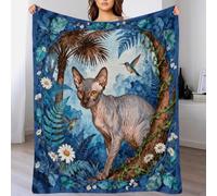 WXLWHR Sphynx Cat Fleece Throw Blanket for Couch Sofa Bed All Season Secret Jungle Pattern Blanket Soft Cozy Warm Flannel for Boys Girls 80x90inch(200x230cm)