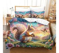WXLWHR Squirrel Duvet Cover Sets Ultra Soft Microfiber 3 Piece 3D Printed Bedding Set Squirrel Dusk Comforter Cover with Pillow Cases for Kids Girls Teens Adults Super King（260x220cm）