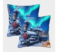 WXLWHR Steam Train Cushion Covers Set of 2, Soft Microfiber Throw Pillow Covers with Hidden Zipper, Premium Decorative Throw Pillow Cases, for Couch Sofa Bed Living Room Bedroom 50x50cm