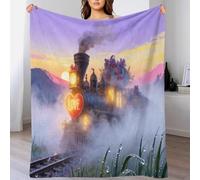 WXLWHR Steam Train Fleece Throw Blanket for Couch Sofa Bed All Season Morning Mist Dew Pattern Blanket Soft Warm Cozy Flannel Presents for Girls Kids Adults 40x50inch(100x130cm)
