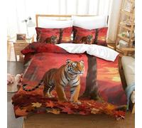 WXLWHR Tiger Duvet Cover Set 3D Maple Forest Valley Design Bedding Sets Soft Polyester Comforter Cover with Zipper & Pillowcase for Kids Girls Adults Super King(260x220cm)