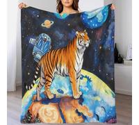 WXLWHR Tiger Fleece Throw Blanket for Couch Sofa Bed All Season Planet Print Blanket Fluffy Soft Warm Flannel Gifts for Couple Wife Husband 70x80inch(180x200cm)