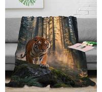 WXLWHR Tiger Fleece Throw Blanket for Couch Sofa Bed All Season Woods Print Blanket Fluffy Soft Cozy Flannel Creative Gift for Couple Wife Husband 60x80inch(150x200cm)