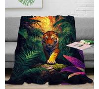 WXLWHR Tiger Fleece Throw Blanket for Sofa Couch Bed All Season Jungle Pattern Blanket Fluffy Soft Warm Flannel Gifts for Women Girls Birthday 80x90inch(200x230cm)