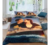 WXLWHR Titanic Duvet Cover Set Soft Polyester 3 Piece 3D Printed Bedding Set Titanic Comforter Cover with Pillow Cases For Teenage Boys Double（200x200cm）