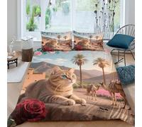 WXLWHR Tonkinese Cat Duvet Cover Set 3D Cat Camel Print Bedding Set Soft Microfiber Comforter Cover with Zipper & Pillowcase for Kids Boys Teens King（220x240cm）