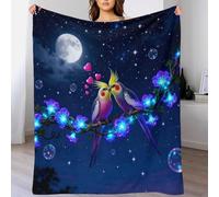 WXLWHR Two Parrots Fleece Throw Blanket for Couch Sofa Bed All Season Star Moon Vine Pattern Blanket Soft Warm Cozy Flannel for Couple Wife Husband 80x90inch(200x230cm)