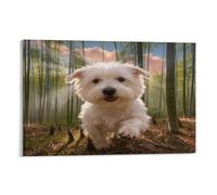 WXLWHR West Highland White Terrier Canvas Wall Art Bamboo Forest Giclee Canvas Prints Artwork Decorations for Living Room And Bedroom 12x18inch(30x45cm)