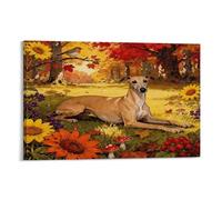 WXLWHR Whippet Canvas Wall Art Late Autumn Woods Printed on Canvas Modern for Living Room Office Decor Gift 08x12inch(20x30cm)