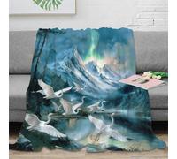 WXLWHR White Crane Fleece Throw Blanket, Super Soft & Cosy Flannel, Snowy Mountain Forest Blanket, For Sofa/Couch, Bed For Women/Men 40x50inch(100x130cm)