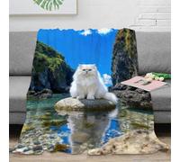 WXLWHR White Persian Cat Fleece Throw Blanket for Couch Sofa Bed All Season Rocky Canyon Print Blanket Fluffy Soft Cozy Flannel Unique Gift for Kids Teens Adults 50x60inch(127x152cm)