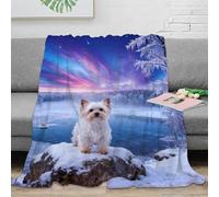 WXLWHR Yorkshire Terrier Fleece Throw Blanket for Couch Sofa Bed All Season Frozen Lake Print Blanket Fluffy Soft Cozy Flannel Unique Gift for Kids Teens Adults 80x90inch(200x230cm)