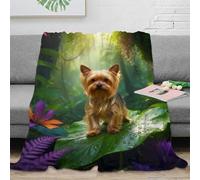 WXLWHR Yorkshire Terrier Fleece Throw Blanket for Couch Sofa Bed All Season Rainforest Print Blanket Fluffy Soft Cozy Flannel Gifts for Girls Kids Adults 80x90inch(200x230cm)