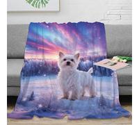 WXLWHR Yorkshire Terrier Fleece Throw Blanket for Sofa Couch Bed All Season Clouds Snowfield Pattern Blanket Fluffy Soft Warm Flannel Gifts for Her Or Him 80x90inch(200x230cm)