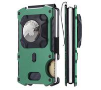 WXM Wallet for Men with AirTag Holder Credit slim Front Pocket Real Carbon Fiber RFID Blocking Minimalist Mens Gift, Green, Minimalist