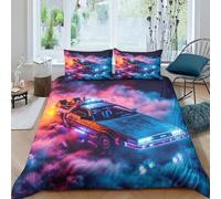 WXMMoney Back To The Future Duvet Cover Cartoon Image 3D Printed Comforter Cartoon Bedding 3 Pieces Soft Microfiber Quilt Set with Zipper Closure For Boys Girls Double(200x200cm)