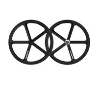 WxMTykx 700C Fixed Gear Wheel Set - Magnesium Alloy Integrated Rims 5-Spoke 17-Tooth Single Speed Wheels Front 100mm Rear 120mm Sealed Bearings V-Brake For Track/Road Bikes(Pair)