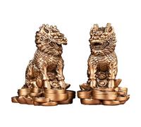 WXMYOZR A Pair of Feng Shui Chi-Lin/Kylin Statues, Resin Kirin Chinese Unicorn Wealth Prosperity Figurine for Home Office Decoration Attract Wealth and Good Luck,Bronze,10CM