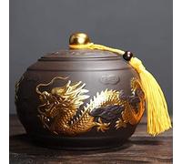 WXMYOZR Adult Cremation Urns for Human Ashes, Keepsake Ceramic Funeral for Pet Urn Ashes, Memorial Burial Funeral Urn,Dragon Pattern,Black