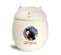 WXMYOZR Cat Urns for Ashes Personalized, Custom Pet Urns for Cats Ashes Ceramic Cat-Shaped Urn Pet Cremation Urns Cat Memorial Keepsake Urns,White,Little