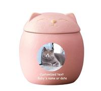 WXMYOZR Cat Urns for Ashes Personalized, Custom Pet Urns for Cats Ashes Ceramic Cat-Shaped Urn Pet Cremation Urns Cat Memorial Keepsake Urns,Pink,Big