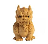 WXMYOZR Chinese Feng Shui Chi Lin/Kylin Figurine, Boxwood Carving Handle Chinese Unicorn Kirin Wealth Prosperity Qilin Figurine,B