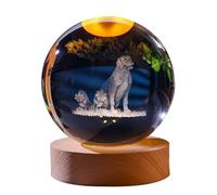 WXMYOZR Chinese Zodiac 80mm 3D Crystal Ball with Wooden Lighting Base Feng Shui Glass Sphere Chinese New Year Gift,Dog