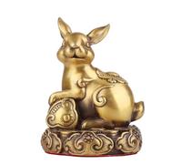 WXMYOZR Chinese Zodiac Figurines Pure Brass Chinese Twelve Animals Statue Collectable Feng Shui Decor Best Chinese New Year Gift,Rabbit,Little