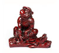 WXMYOZR Chinese Zodiac Figurines, Resin Wood-Like Twelve Chinese Zodiac Animals Figures Mascot 2024 Feng Shui Decor Best Chinese Gift,Monkey