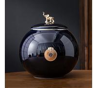WXMYOZR Medium Urns for Human Ashes, Elephant Urn Handcrafted Ceramic Urns for Ashes Adult Male Female Memorial Keepsake Cremation Urns,Dark Blue,Little