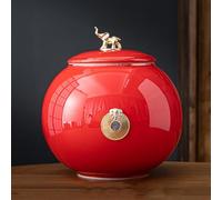 WXMYOZR Medium Urns for Human Ashes, Elephant Urn Handcrafted Ceramic Urns for Ashes Adult Male Female Memorial Keepsake Cremation Urns,Red,Big