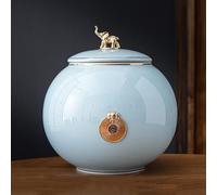 WXMYOZR Medium Urns for Human Ashes, Elephant Urn Handcrafted Ceramic Urns for Ashes Adult Male Female Memorial Keepsake Cremation Urns,Light Blue,Little