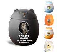 WXMYOZR Personalized Cat-Shaped Small Urn for Ashes, Custom Ceramic Decorative Mini Memorial Ashes Keepsake Cremation Urn for Pet Cat Ashes,Black,Big