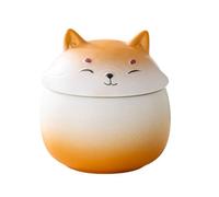 WXMYOZR Pet Urn for Dog Ashes, Dog Hair Keepsake Jar - Ceramic Shiba Inu Small Dog Urns for Ashes - Dog Memorial Urns,Orange
