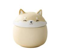 WXMYOZR Pet Urn for Dog Ashes, Dog Hair Keepsake Jar - Ceramic Shiba Inu Small Dog Urns for Ashes - Dog Memorial Urns,Yellow
