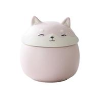 WXMYOZR Pet Urn for Dog Ashes, Dog Hair Keepsake Jar - Ceramic Shiba Inu Small Dog Urns for Ashes - Dog Memorial Urns,Pink