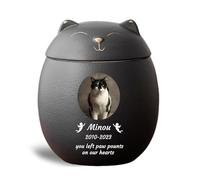WXMYOZR Pet Urns for Cats Ashes Personalized, Cat Urns for Ashes Customizable, Ceramic Cat-Shaped Urn Pet Cremation Urns Cat Memorial Keepsake Urns,Black,Big